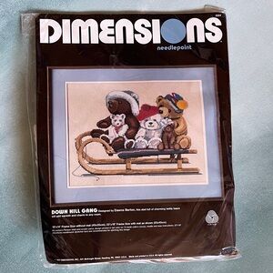 Dimensions Needlepoint Kit Down Hill Gang 18”x14” Vintage 1987